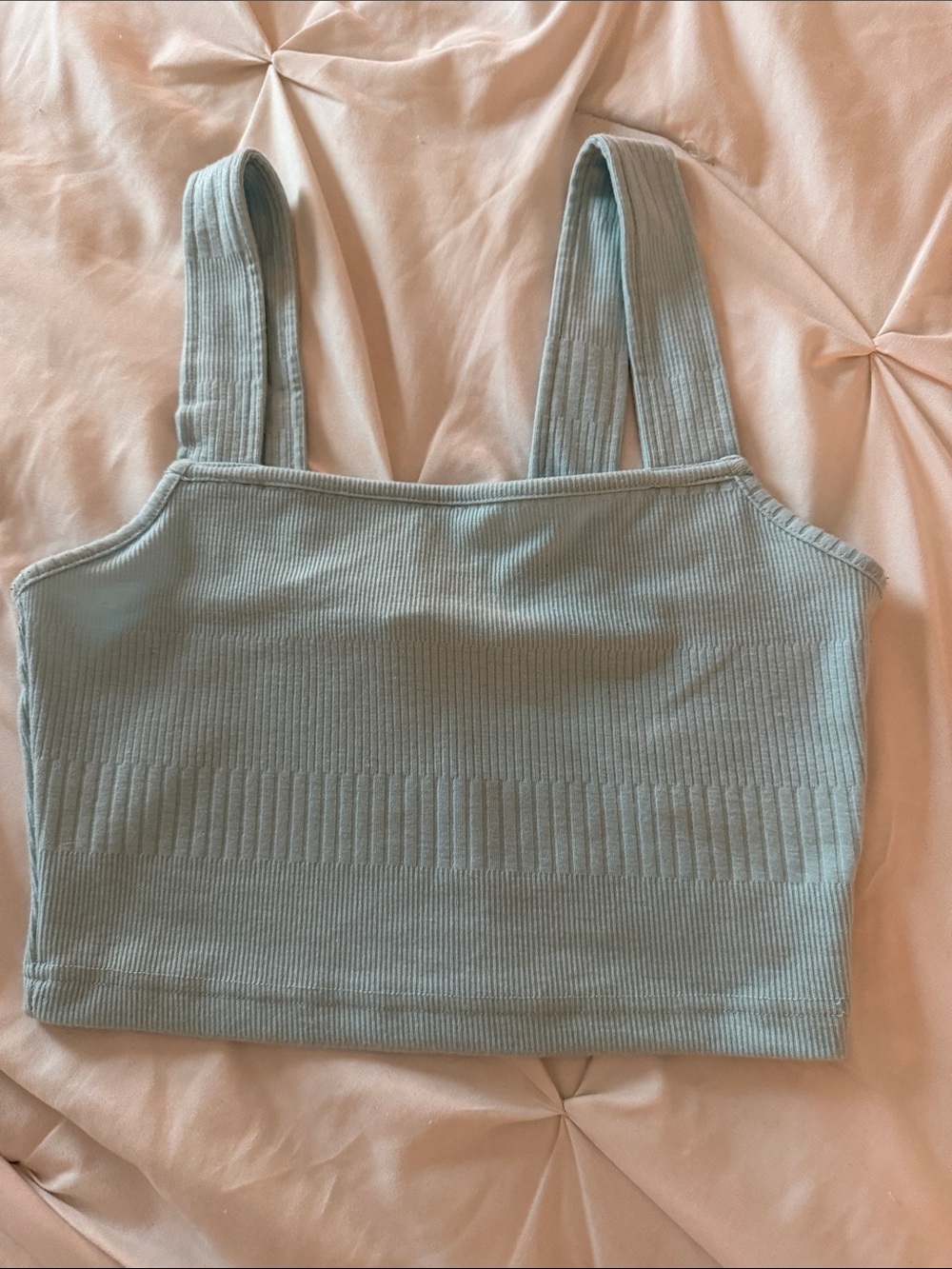 Roxy Light Sage Ribbed Square-Neck Crop Tank